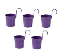 XZJMY 5 macetas colgantes de metal de hierro con gancho, decoración interior y exterior para barandilla, balcón, jardín (morado oscuro)