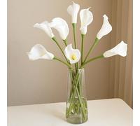 XZJMY 8 flores artificiales de lirio de cala, 26 pulgadas de largo, lirios de cala falsos de poliuretano de tacto real para bricolaje, boda, ramo de novia, oficina, decoración del hogar (blanco)