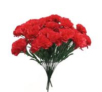 XZJMY Paquete de 4 flores artificiales de clavel, resistentes a los rayos UV, no se decoloran, 28 cabezas de claveles de seda roja con tallos para decoración del hogar, fiestas y bodas (rojo)