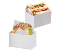 XZJMY Paquete de 50 recipientes de papel para llevar, mini cajas de hamburguesas, bandeja de pan con soporte para tostadas, caja de embalaje para sándwich, dona, huevo, waffle, recipientes de comida