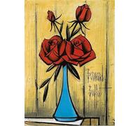 XZSFD NBGEA Bernard Buffet Póster Impresiones en color Cuadro abstracto de pared Bodegón《Jarrón de rosas》Bernard Buffet Cuadro en lienzo para decoración del hogar 40x60cm sin marco