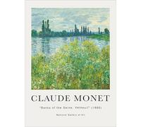 XZSFD NBGEA Claude Monet Póster e Impresiones Arte de Pared Vintage Cuadro en Color《Orillas del Sena》Pintura en lienzo de paisaje para decoración del hogar 40x60cm Sin marco