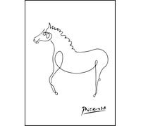 XZSFD NBGEA Famoso póster de Pablo Picasso Cuadro abstracto de arte mural《El caballo》de Pablo Picasso Grabados en línea Pintura de lienzo animal para decoración del hogar 40x60cm sin enmarcar