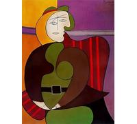 XZSFD NBGEA Pablo Picasso Gente Póster Impresiones en Color Arte Abstracto de Pared Pictrure《El Sillón Rojo》Pablo Picasso Pintura en Lienzo Para Decoración del Hogar 40x50cm Sin Marco
