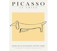 XZSFD NBGEA Pablo Picasso Line Poster Impresiones en color Cuadro abstracto de arte de pared《El perro》Pablo Picasso Pintura en lienzo de animal para decoración del hogar 30x50cm Sin marco