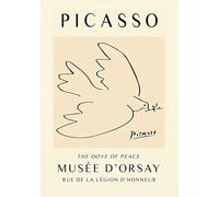 XZSFD NBGEA Pablo Picasso Póster Impresiones Abstractas Línea Simple Arte de Pared Cuadro de Animales《La Paloma de la Paz》 Picasso Cuadro en Lienzo para Decoración del Hogar 40x60cm Sin Marco