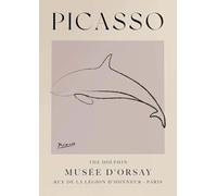 XZSFD NBGEA Pablo Picasso Póster Impresiones Abstractas Línea Simple Arte de Pared Cuadro de Animales《El Delfín》Pablo Picasso Cuadro en Lienzo Para Decoración del Hogar 40x60cm Sin Marco