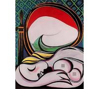 XZSFD NBGEA Pablo Picasso Póster Impresiones en color Arte abstracto de pared Pictrure《La chica frente al espejo》Pintura en lienzo de Picasso para decoración del hogar 40x50cm sin marco