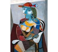 XZSFD NBGEA Pablo Picasso Póster Impresiones en color Cuadro de retrato de arte de pared abstracto《Mujer sentada》Pablo Picasso Cuadro en lienzo para decoración del hogar 40x60cm sin marco