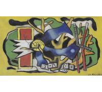 XZSFD NBGEA Póster abstracto de Fernand Léger Arte mural《Composición sobre fondo amarillo》por Fernand Léger Grabados Pintura en color para decoración del hogar 58x100cm Sin enmarcar
