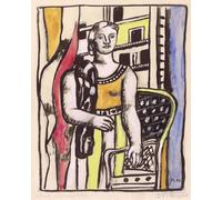 XZSFD NBGEA Póster abstracto de Fernand Léger Cuadro de pared de pared 《Mujer con bufanda》por Fernand Léger Pintura de lienzo de figura para decoración del hogar 40x50cm sin enmarcar