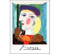 XZSFD NBGEA Póster abstracto de Pablo Picasso Cuadro de pared de pared 《Mujer con boina》 por Pablo Picasso Grabados Cuadro de retrato en lienzo para decoración del hogar 40x50cm sin enmarcar