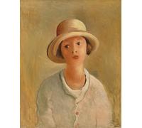 XZSFD NBGEA Póster de André Derain Arte de pared vintage《Una chica con sombrero de paja》por André Derain. Grabados retratos de lienzo para decoración del hogar 40x50cm sin enmarcar