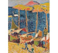 XZSFD NBGEA Póster de André Derain Arte Vintage en la Pared《Barcos en el Puerto de Collioure》por André Derain Grabados Pintura de lienzo de paisajes para decoración del hogar 40x50cm Sin enmarcar