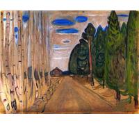 XZSFD NBGEA Póster de Edvard Munch Impresiones en color Cuadro abstracto de arte de pared《Paisaje con un camino》Pintura en lienzo de Edvard Munch para decoración del hogar 50x80cm sin marco