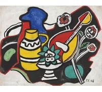 XZSFD NBGEA Póster de Fernand Léger Cuadro abstracto de pared 《Bodegón con mandolina》 por Fernand Léger Grabados Pintura en color para decoración del hogar 50x40cm Sin enmarcar