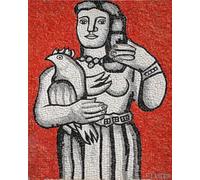XZSFD NBGEA Póster de Fernand Léger Cuadro abstracto de pared 《La mujer con el pájaro》 por Fernand Léger Grabados Pintura en lienzo a color para decoración del hogar 40x50cm sin enmarcar