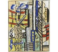 XZSFD NBGEA Póster de Fernand Léger Cuadro abstracto de pared 《Souvenir de Nueva York》 por Fernand Léger Grabados Pintura de lienzo de paisajes para decoración del hogar 40x50cm sin enmarcar
