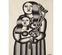 XZSFD NBGEA Póster de Fernand Léger Cuadro abstracto en color para la pared《Flower Women》por Fernand Léger Figuras Grabadas Pintura en lienzo para decoración del hogar 40x50cm sin enmarcar