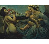 XZSFD NBGEA Póster de Francis Picabia Arte abstracto en la pared《La Virgen con el Niño desnudo》por Francis Picabia Grabados Pintura de figura en lienzo para decoración del hogar 70x50cm Sin enmarcar