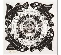 XZSFD NBGEA Póster de M.C Escher Visión Espacio Arte abstracto de pared 《Round Fish》 por M.C Escher Grabados Pintura en lienzo a color para decoración del hogar 40x40cm Sin enmarcar