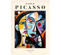 XZSFD NBGEA Póster estilo Pablo Picasso Cuadro abstracto de pared 《Dos caras》por Pablo Picasso Figuras Pintadas en lienzo para decoración del hogar 40x60cm sin enmarcar