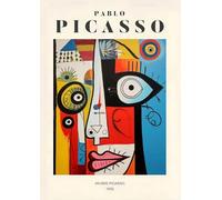 XZSFD NBGEA Póster estilo Pablo Picasso Ilustración abstracta de pared 《The Face》de Pablo Picasso Figuras Pinturas en lienzo para decoración del hogar 40x60cm sin enmarcar