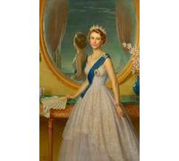 XZSFD NBGEA Retrato Póster de la Reina Isabel II Figura en lienzo Pintura Isabel II frente a un espejo Arte de pared Colecciona grabados para decoración del hogar 50x80cm sin enmarcar