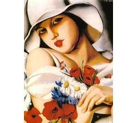 XZSFD NBGEA Tamara De Lempicka Póster Impresiones en color Cuadro abstracto de arte de pared《En medio del verano》Pintura de lienzo de retrato para decoración del hogar 50x80cm sin marco