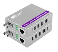 XZSNET Un par de convertidores Gigabit ST a RJ45, convertidor de medios de fibra a Ethernet monomodo (módulo integrado, 1310 nm, 20 km), Plug & Play, compatible con BASE-T 10/100/1000, negociación