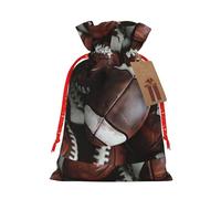 Xzsxhe Bolsas de regalo de Navidad con estampado de pila de balones de fútbol, bolsas de regalo con cordón, bolsa de almacenamiento de caramelos, reutilizable, para fiesta, mediano, negro