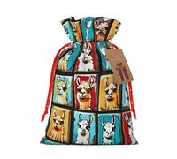 Xzsxhe Muchas bonitas bolsas de regalo de Navidad con estampado de azulejos de llama, bolsas de regalo con cordón, bolsa de almacenamiento de caramelos, reutilizable para fiestas