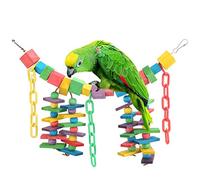 XZXCVN Juguete Colgante para Pájaros de Madera y Plástico, Puente Suave Multicolor, 30x25x5cm - Resistente a Mordeduras, Fácil Instalación, Loros y Aves