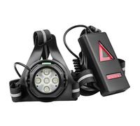 XZXCVN Luz Frontal LED para Pecho, 7 Lámparas, Recargable USB, Correa Reflectante Triangular Roja - Seguridad Nocturna, Ajuste de Ángulo, Ideal para Correr y Ciclismo (5 lámpara)