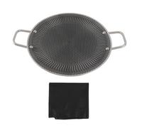 XZXCVN Parrilla Redonda para Barbacoa Coreana, Acero Inoxidable con Recubrimiento Antiadherente, Cocina Interior y Exterior - Calentamiento Uniforme, Multifuncional, Ideal para Reunione (34cm)