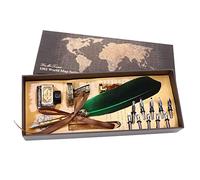 XZXCVN Pluma de Caligrafía con Diseño Grabado Retro, Plumilla de Acero Inoxidable, Incluye Accesorios, Elegante y Duradera - Escritura Suave, Mantenimiento Fácil, Regalo Ideal para (Verde)