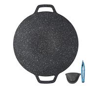 XZXCVN Sartén Para Barbacoa Coreana Redonda, Parrilla Antiadherente De 38cm, Alta Conductividad Térmica - Fácil De Limpiar, Mangos Doble Para Uso Interior Y Exterior (34 centímetros)