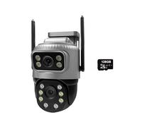 XZXXZSZ Security Camera, Cámara IP 4G de Doble Lente, 4 MP, 4K, Resistente al Agua, Monitor vigilancia for Exteriores, hogar Inteligente, visión Nocturna, CCTV, protección Seguridad(4G CAM 128G Card)