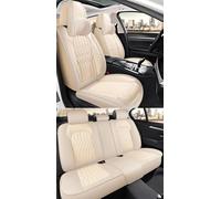 XZYNB Funda Asiento Coche Cuero para Honda Odyssey 2003-2008 2009 2010 2011 2012 2013 2014, 5 Plazas Cuero Asiento Delanteras Traseras, Impermeable Transpirable Compatible Airbag Lateral,Beige