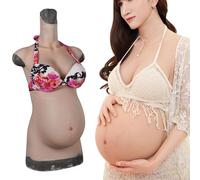 XZZXQNB Color 1,3 Months, Conjunto Completo de ilusión de Embarazo: Vientre y Pecho de Silicona con Cuello Alto para Cosplay, Teatro y revelaciones de género