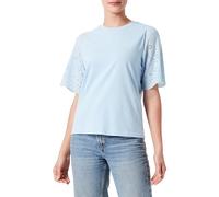 Y.A.S Yaslex SS Top W. Emb Sleeves S. Noos Blusa de Manga Corta, Cielo Claro Mujeres