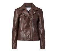 Y.A.S YASSOPHIE Leather Chaquet Noos Chaqueta de Piel para Mujer, Color café Chicory, M, Café Chicory., M