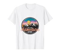 Y Así Comienza La Aventura Aventura - Senderismo - Camping Camiseta gráfica económica, Hombre, Blanco, S