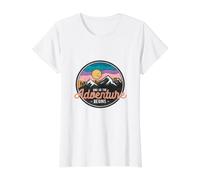 Y Así Comienza La Aventura Aventura - Senderismo - Camping Camiseta gráfica económica, Mujer, Blanco, S