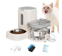 y Bebedero Automático para Gatos Fuente 2 en 1 con Dispensador de Alimento | Dispensador Inteligente para Perros y Gatos Para Interior Exterior Vacaciones Balcón Salón Dormitorio