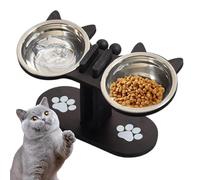 y bebedero para gatos Platos alzados ajustables de madera antideslizantes | Bebedero Para Gatos para mininos, cachorros, mayores, interior, viaje, hogar, casa y agua diaria