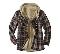 Y chaqueta de invierno para hombre a cuadros con capucha abrigo suelto más camisa de terciopelo camiseta superior tractor hombre, gris, M