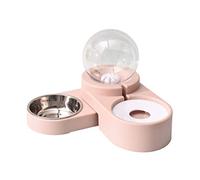 Y comedero automático para comida para gatos, boca, perro, no mojado, doble cuenco de agua para comedero de mascotas y suministros para mascotas, cuenco de 25 cm (rosa, talla única)