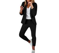 Y Cumpleaños y Chaqueta de Traje de Color Sólido para Mujer, Casual Pequeña Cartera, Le Noir, M