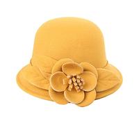- y flores de invierno para mujer, parte superior redonda, informal, gorra de basina, sombrero de pesca de melón para hombre, amarillo, M